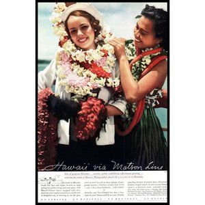 1934 Matson Oceanic Line Cruise Ship Ocean Liners Vintage Print Ad Hawaii Lei